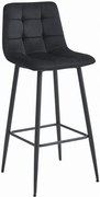 Set dvoch barových stoličiek ARCETO zamatové čierne (čierne nohy) 2 ks