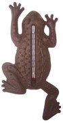 Nástenný teplomer Frog, 23,5x12 cm, liatina, hnedá