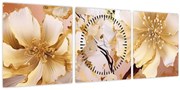 Obraz - Zlaté kvety (s hodinami) (90x30 cm)