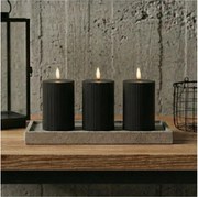 SADA 3x LED sviečky BRILLO LED/2xAA 12,5 cm čierna + diaľkové ovládanie
