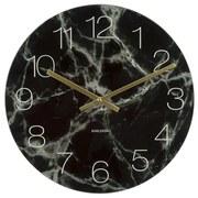 Mramorové hodiny 2v1 Karlsson KA5616BK Marble Small – čierne mramorové so zlatými ručičkami, 17 cm