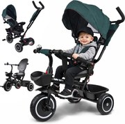 Detský trojkolka Tiny Bike 3v1 so strieškou, otočná SP0650 zelená