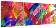 Obraz - Farebná abstrakcia (s hodinami) (90x30 cm)