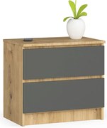 Nočný stolík K60 2SZ CLP dub artisan / sivý