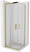Mexen Rio, štvorcový sprchovací kút s posuvnými dverami 70(dvere) x 70(dvere) x 190 cm, 6mm číre sklo, zlatý profil, 860-070-070-50-00