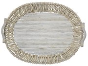 Prírodný drevený oválny podnos s držadlami Willow - 72 * 58 * 11cm