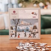 Drevené puzzle Josef Lada - Staviame snehuliaka