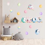 PIPPER. Textilná nálepka na stenu "Veľkonočné zajačiky 3"