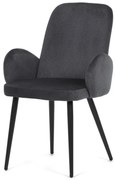 Židle jidelní, šedá látka, černá kovová noha
