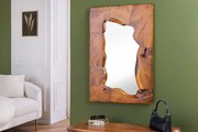Dizajnové nástenné zrkadlo s dreveným rámom Aron teak 90cm