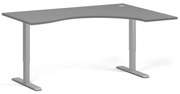 Ergonomický výškovo nastaviteľný stôl, 160x120 cm, 1 motor, L/P, sivá podnož, grafit