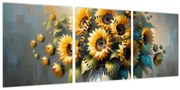 Obraz – Váza so slnečnicami (s hodinami) (90x30 cm)