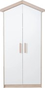 Detská šatníková skriňa v bielej a prírodnej farbe v dekore duba 96x190x50 cm Cabane – Roba