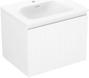 Mexen Rivel, kúpeľňová skrinka 60 cm s umývadlom Vela, 1 zásuvka, drážkovaná, biela matná, 91A20-06047-1-BF01-W23M01