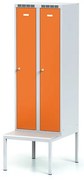 Alfa 3 Šatníková skrinka S6 s lavičkou, 2-dverová, 1875 x 600 x 500/800 mm, cylindrický zámok, oranžové dvere