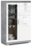 Komoda SIMPLE KWD3SZ1 BETON/LESKLÁ BIELA