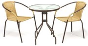 Záhradný balkónový set, polyratan, 2 stoličky + sklenený stô