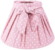 Ružové bavlnené tienidlo s mašľou a bodkami - Ø 22*14 cm / E27