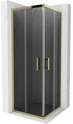 Mexen Rio, štvorcový sprchovací kút s posuvnými dverami 70(dvere) x 70(dvere) x 190 cm, 6mm šedé sklo, zlatý profil, 860-070-070-50-40