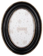 Čierny antik oválny fotorámik so zlatým zdobením - 15*2*20 cm / 10*15 cm