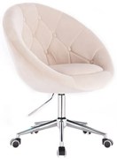 LuxuryForm DESIGN Kreslo VERA VELUR na striebornej podstave s kolieskami - krémové