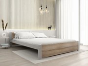 Posteľ IKAROS 140 x 200 cm, dub sonoma/sivá Rošt: Bez roštu, Matrac: Bez matraca