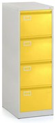 Kovová kartotéka A4 - 4 zásuvky, 45,5 x 62 x 132 cm, cylindrický zámok, žltá - ral 1023