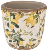 Béžový keramický obal na kvetináč s citrónmi Lemons XS - Ø 11*10 cm