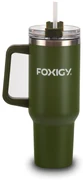 Foxigy Termohrnček do auta so slamkou 1200 ml Army green