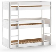 Biela poschodová detská posteľ z borovicového dreva 90x200 cm Scott – Vipack