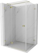 Mexen Lunar T, sklápací sprchový kút ľavý 110 x 80 cm, 8mm číre sklo, zlatý profil, 834T-110-080-50-00-L