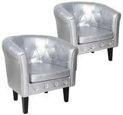 MIADOMODO Sada kresiel Chesterfield, 58x71x70 cm, strieborná