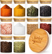 Klarstein Okrúhle poháre, bambusový vrchnák, súprava 10 kusov, každý 150 ml, vzduchotesné