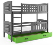 Poschodová posteľ KUBO 190x90 | grafitová - zelená