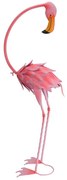 Záhradná kovová figúrka Flamingo, 70 cm, ružová