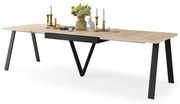 AVERY Dub Sonoma / čierna spodná časť - LOFTOVÝ / PRIEMYSELNÝ STÔL DO OBÝVAČKY/ JEDÁLNE ROZKLADACÍ DO 290 cm!