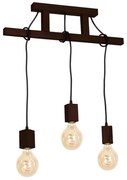 Závesné svietidlo Jack 3, tmavohnedé drevené telo svietidla