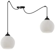 Závesné svietidlo Riffle Round Spider, 2x biele sklenené tienidlo, b