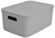 Sivý plastový úložný box s vekom 35,5x25,5x16 cm – Homéa