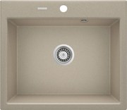 Deante Andante, granitový drez 600x520x210 mm + priestorovo úsporný sifón, 1-komorový, piesková, ZQN_7103