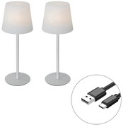 Sada 2 nabíjateľných stolných lamp bielych 40 cm IP54 - Jude