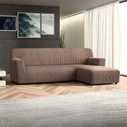 Bielastické poťahy COSTINA oriešková sedačka s otomanom vpravo (š. 170 - 300 cm)