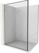 Mexen Kioto L, sprchová zástena Walk-In 70 x 200 cm, 8mm číre sklo čierny vzor, zlatý lesklý profil,800-070-103-50-70