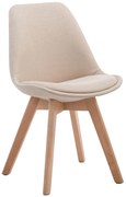 Stolička Borne V2 - látka, drevené nohy natura - Krémová
