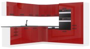 Kuchynská linka Belini Premium Full Version 480 cm červený lesk s pracovnou doskou JANE