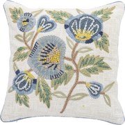 Bloomingville Dekoratívny vankúš s výšivkou Hanna Blue 45 × 45 cm