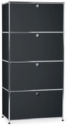 Kovová vysoká skrinka »CN3« so 4 výklopnými priehradkami, čierna