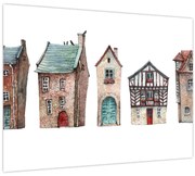 Obraz - Akvarelové domčeky (70x50 cm)