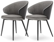 Jedálenské stoličky, sada 2 ks, kuchynské čalúnené stoličky, tmavosivé
