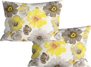 Súprava 2 ks dekoračných obliečok na vankúš z mikrovlákna FEONELLE 50x70 cm, žlto-sivá